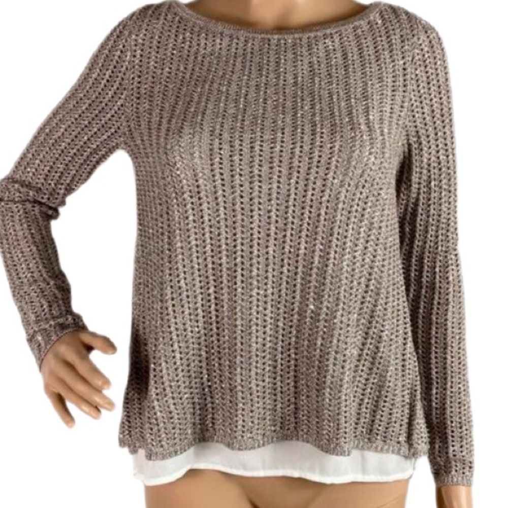 White House Black Market Sweater Sequin Embellishments NWOT Oversized XS